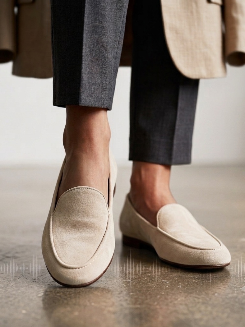 Borelli Vintage Suede Loafers Flats Taupe Size 11